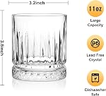 Whiskey Glasses Set of 6, 11oz Old Fashioned Cocktail Glasses, Lead-Free Crystal Scotch Bourbon Glass, Whiskey Tumblers for Scotch Bourbon