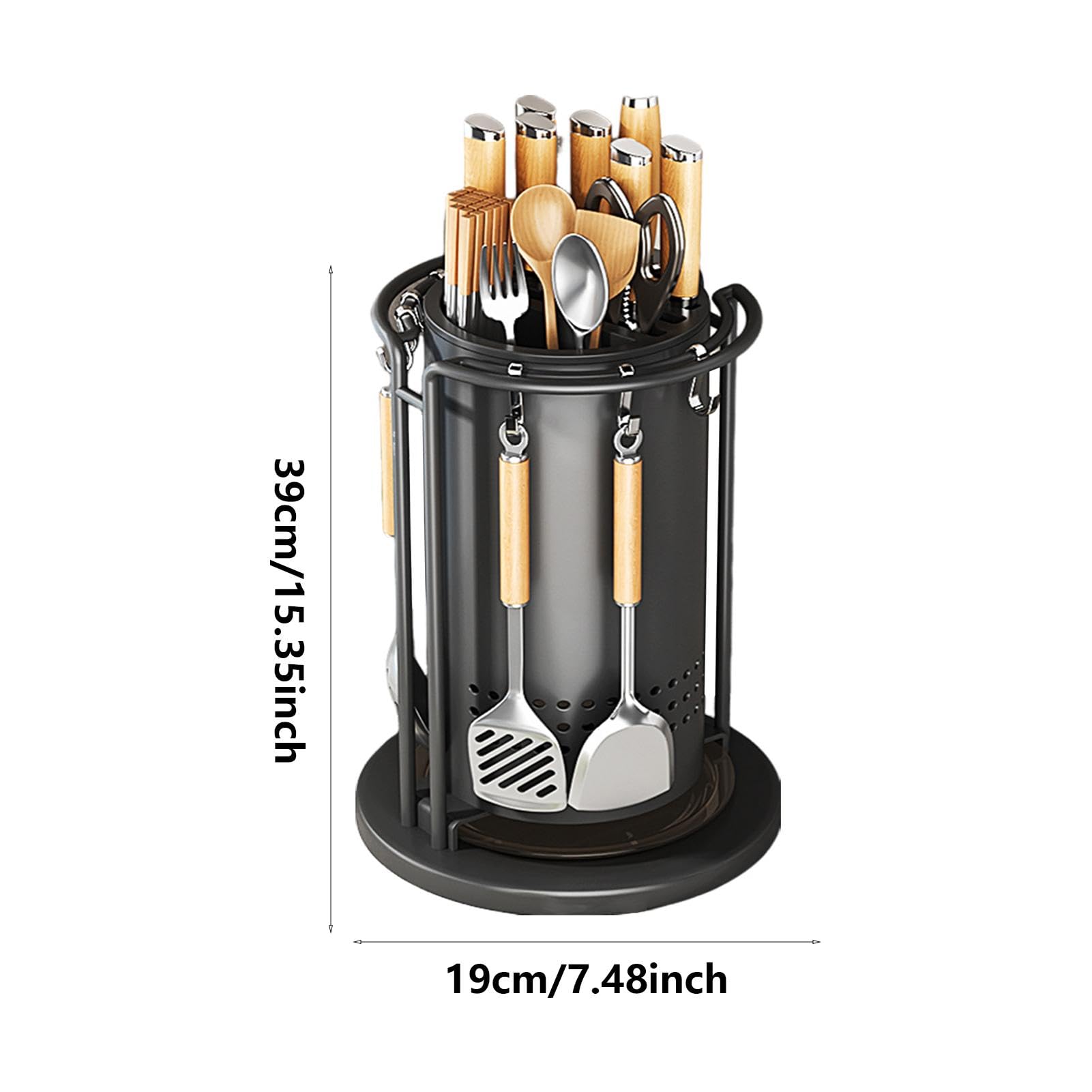 Organiseur de cuisine à 360 degrés, support rotatif pour coupe, support de rangement pour argenterie, organisateur d'ustensiles rotatif, toupie d'ustensiles de cuisine, support de spatule, support de | rangement pour argenterie, organisateur d'ustensiles
