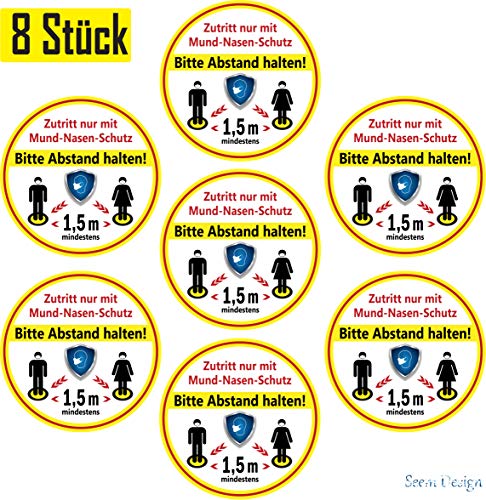 8 Stück Abstand Halten Aufkleber-24cm x 24cm rutschfesten Abstand halten Aufkleber fußboden-bemerkenswerten Aufkleber-bodenaufkleber Abstand halten für Unternehmen,Apotheken,Krankenhäuser - Image 3