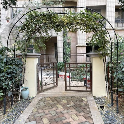 Heavy Duty Metal Garden Arch for Climbing Plants - Durable Rose Trellis Arbor, 120x350cm, Weather-Resistant Wedding Archway, Black, Perfect for Gardens & Events Decor