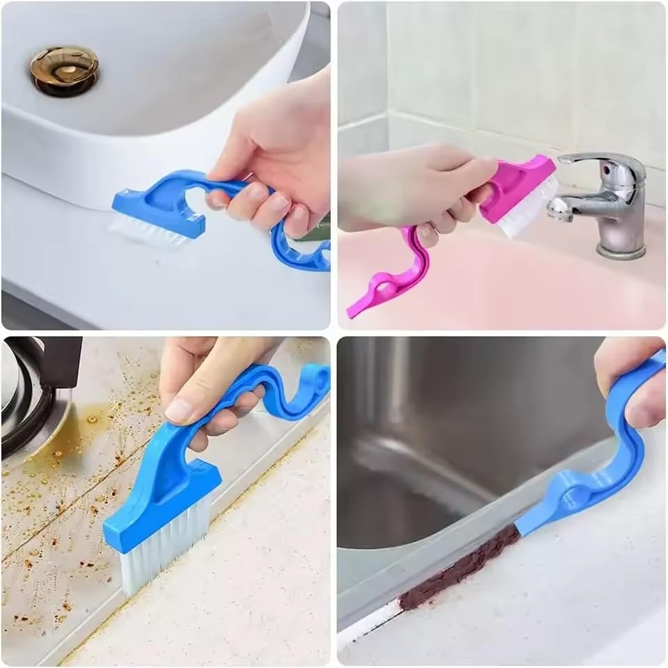 Kenar Temizleme Fırçası ve Kazıyıcı Mavi | Pencere Kapı Oluk Arası Temizlik Aparatı | Dar Alan Köşe Temizleyici | Asılabilir Ergonomik Sap