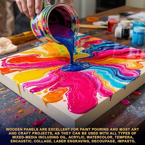 U.S. Art Supply 9" x 12" Unfinished Cradled Wood Panels for Painting, Gallery 1-1/2" Deep (4 Pack) - Artist Depth Birch Wooden Wall Canvases - Mixed-Media Craft, Acrylic, Oil, Encaustic, Paint Pouring