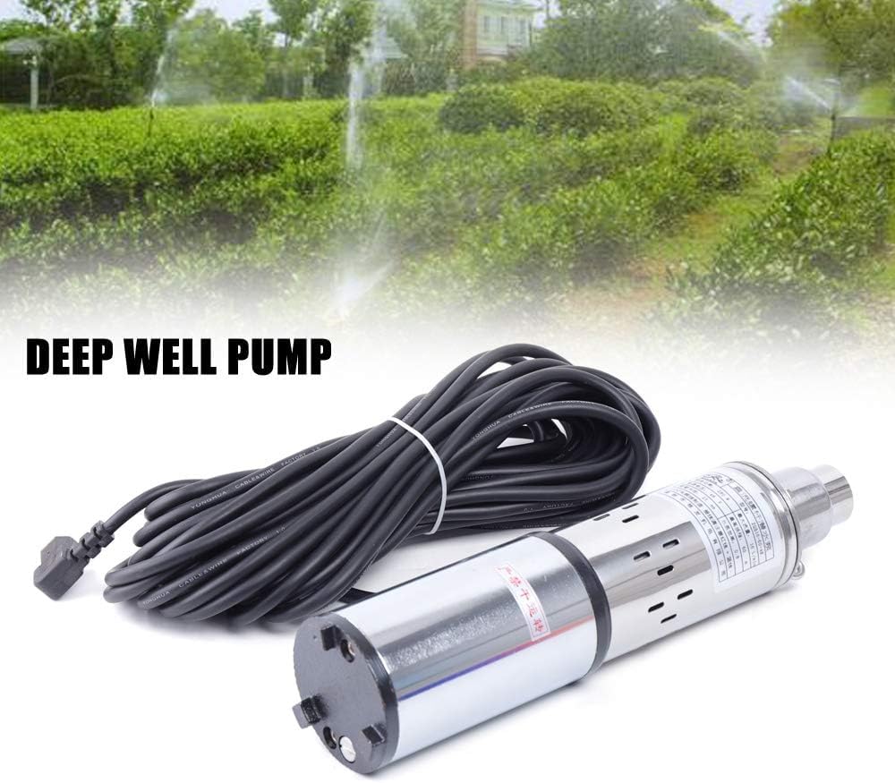 Pompa per fontana profonda, 280 W/48 V/4,23 Gal/min, in acciaio inox, pompa sommersa a energia solare fino a 40 m, pompa sommersa con cavo da 17 m, per estrazione dell'acqua e irrigazione, IPX8