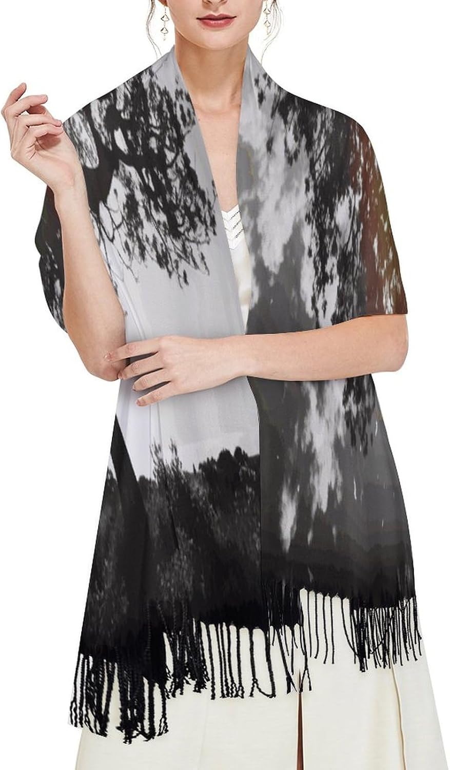 Tree Art Scarf for Women Men Soft Warm Fashion Blanket Scarves Classic Cashmere Feel Scarf Long Shawl Large Scarves Cold Weather Thick Blanket Scarfs