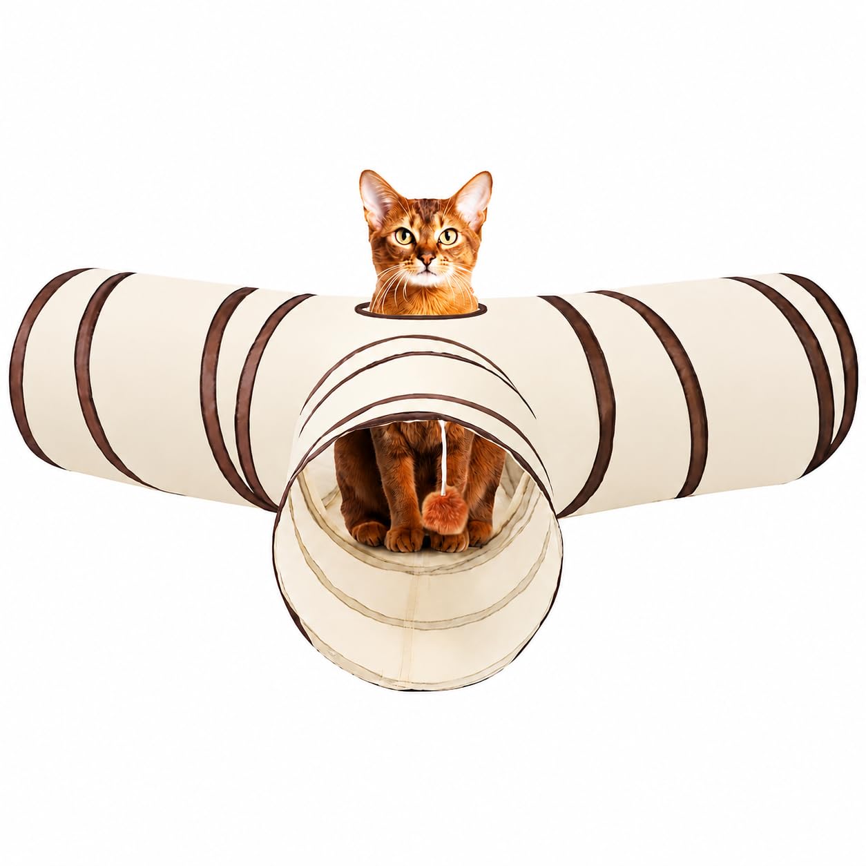 Potaroma 3-Way Cat Tunnel with Play Ball, Foldable Indoor Cat Toy