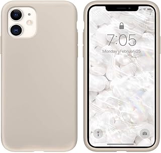 IceSword iPhone 11 Case Stone, Thin Liquid Silicone Case, Soft Silk Microfiber Cloth, Matte Pure Beige, Tan, Creamy, Gel Rubber Full Body, Cool Protective Shockproof Cover 6.1