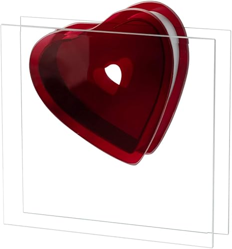 Royal Imports Flat Square Glass Vase Red Heart Love Book Vase for Flowers | Decorative Modern Book Flower Vase Floral Centerpiece Accent for Home Decor Living Room, Shelf, Table, Entryway, Wedding