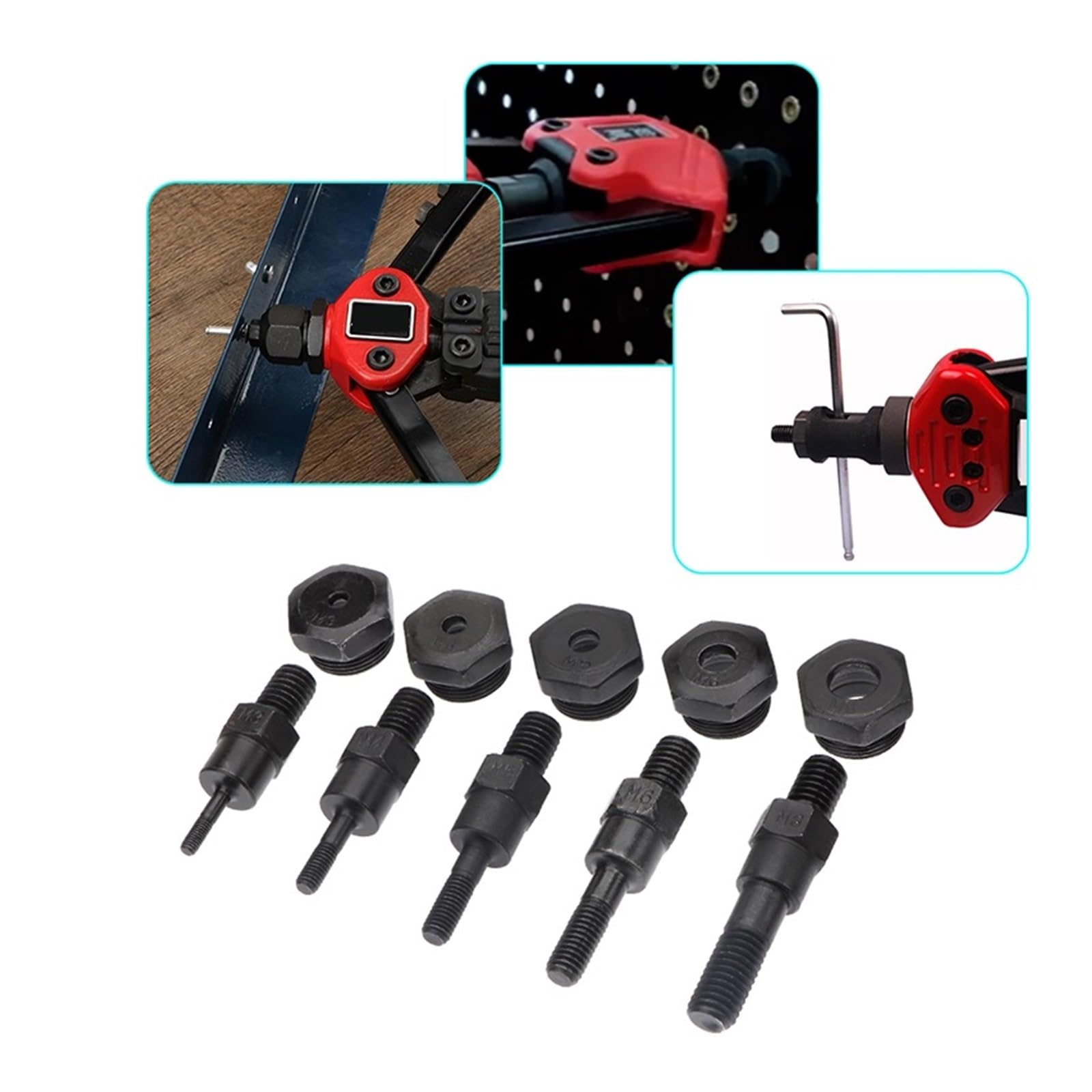 Pistola sparachiodi, 100 Pz Dado For Rivetti O Dadi For Filettati A Mano Pistola BT606 M3 M4 M5 M6 M8 Doppio Inserto Rivettatrice Manuale Rivnut Strumento(100pcs with Gun)
