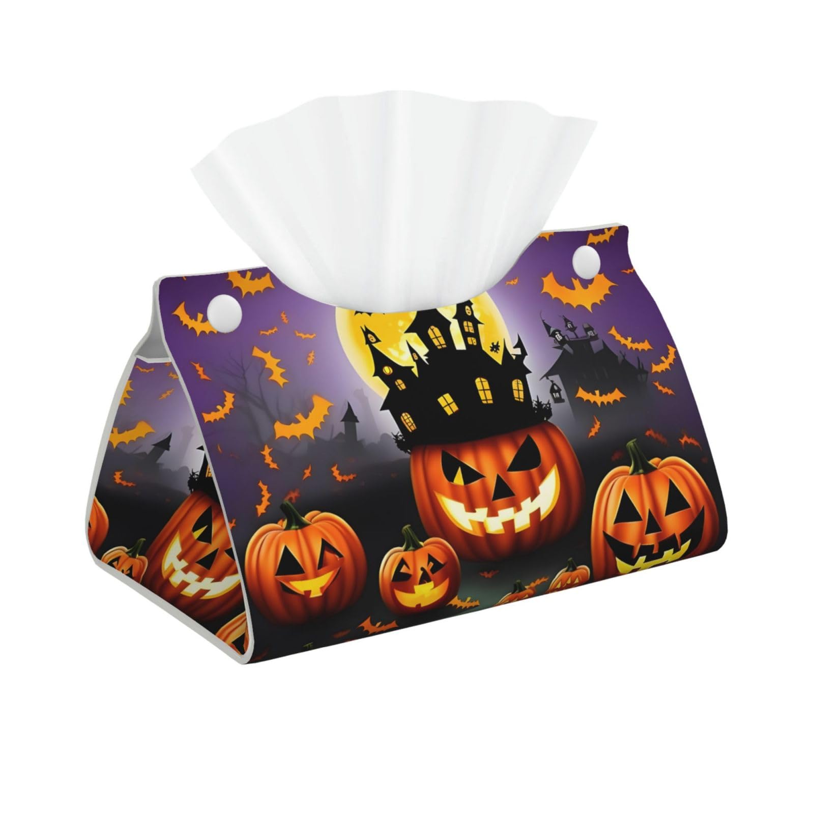Happy-Halloween-Day-Trick-Or-Treat Print Long Tissue Box Cover Tissue Dispenser Box For Living Room, Office, Car, Bathroom