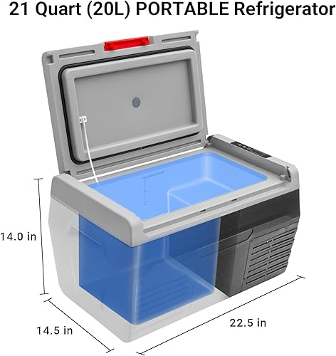 Miniatura 6 de Smad Refrigerador eléctrico, refrigerador portátil de 12 V24 V CC, refrigerador de automóvil de 21 cuartos de galón (20 litros), refrigerador de 12