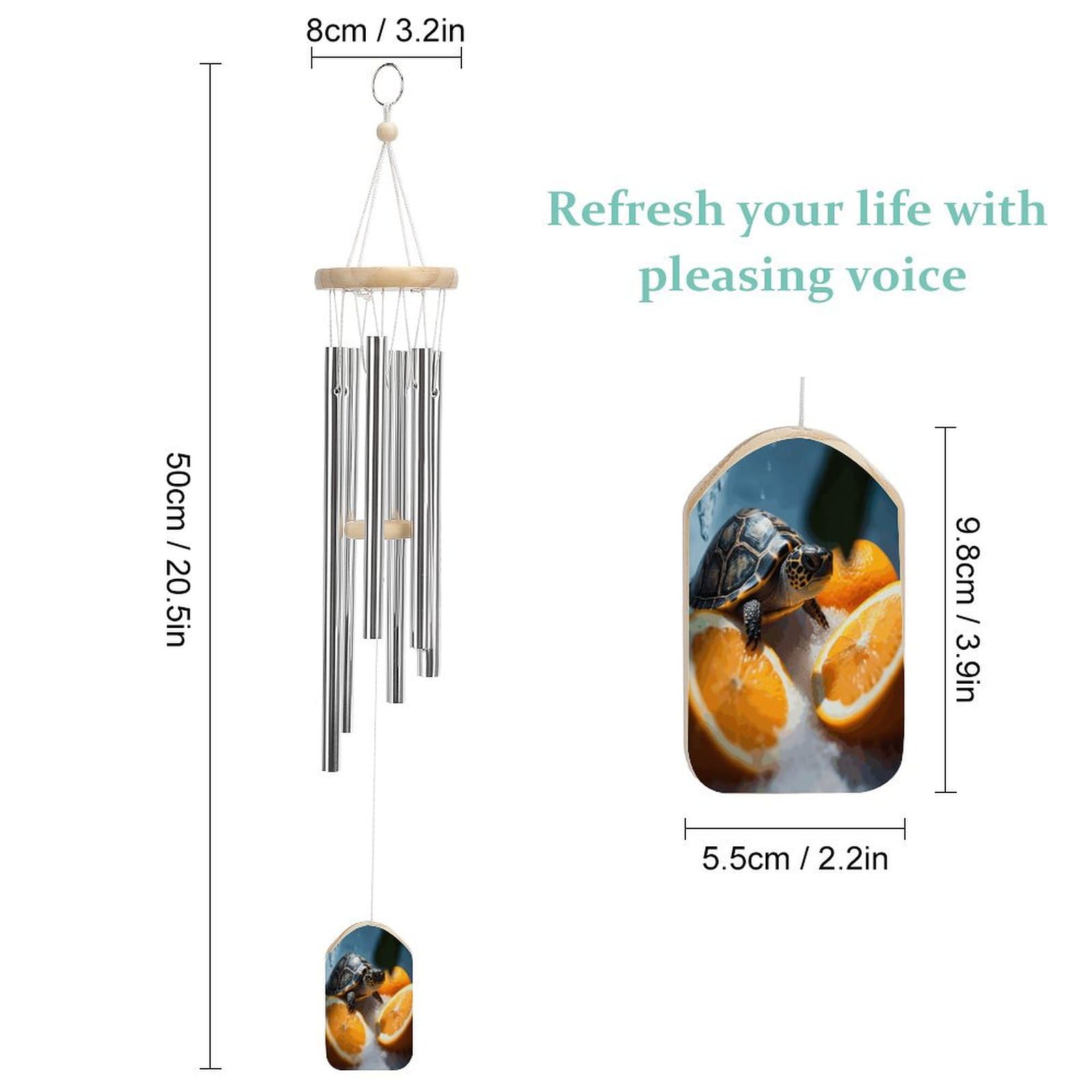 Outdoor Wind Chimes, Orange and Turtle Printed Wind Chimes,Simple Wind Chimes,Curtain Wind Chimes for Home Decoration
