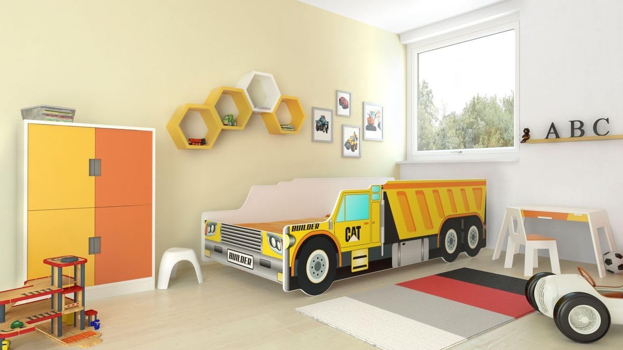 KOBI Letto Singolo Bambino Camion da cantiere160 con Materasso