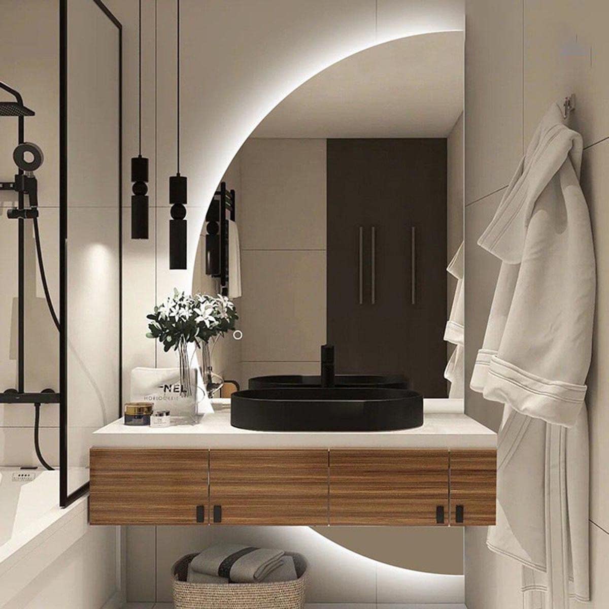 BKSXSOP LED Bathroom Mirror with 3 Color Settings, Anti-Fog Wall-Mounted Makeup Mirror, Dimmable Frameless Vanity Perfect for Beauty and Grooming.