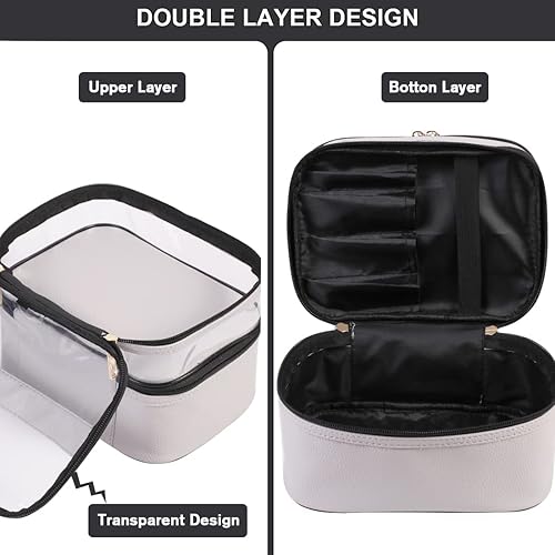 Miniatura 3 de FITINI Juego de 3 piezas de bolsas de maquillaje de doble capa, grandes estuches de cosméticos de viaje, organizador de bolsas de aseo impermeables,