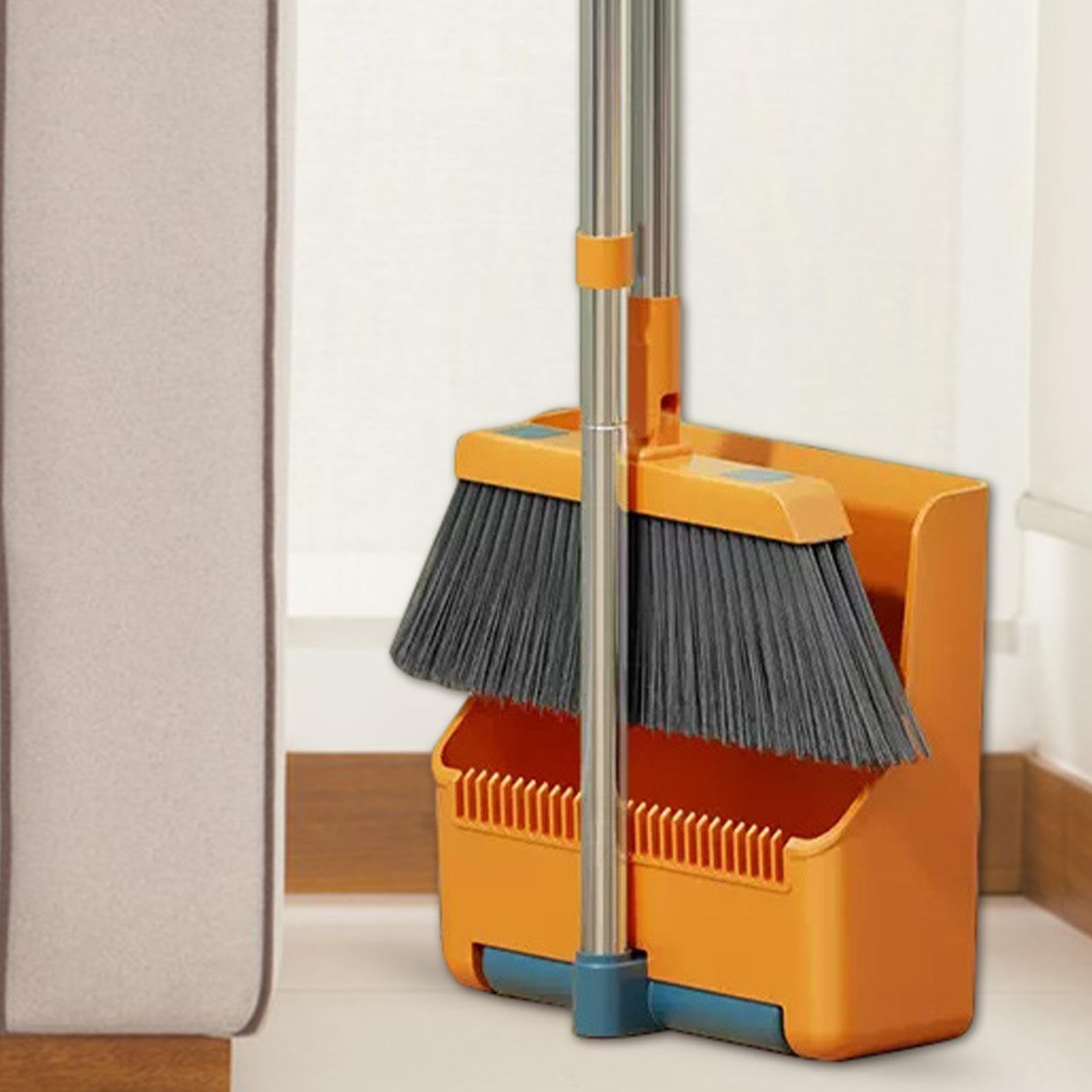Juego de escoba y recogedor | recogedores de pie con combinación de escoba | giratoria de 180 grados | Escoba de pie y recogedor para comedor, baño, garaje, cocina, dormitorio y vestíbulo