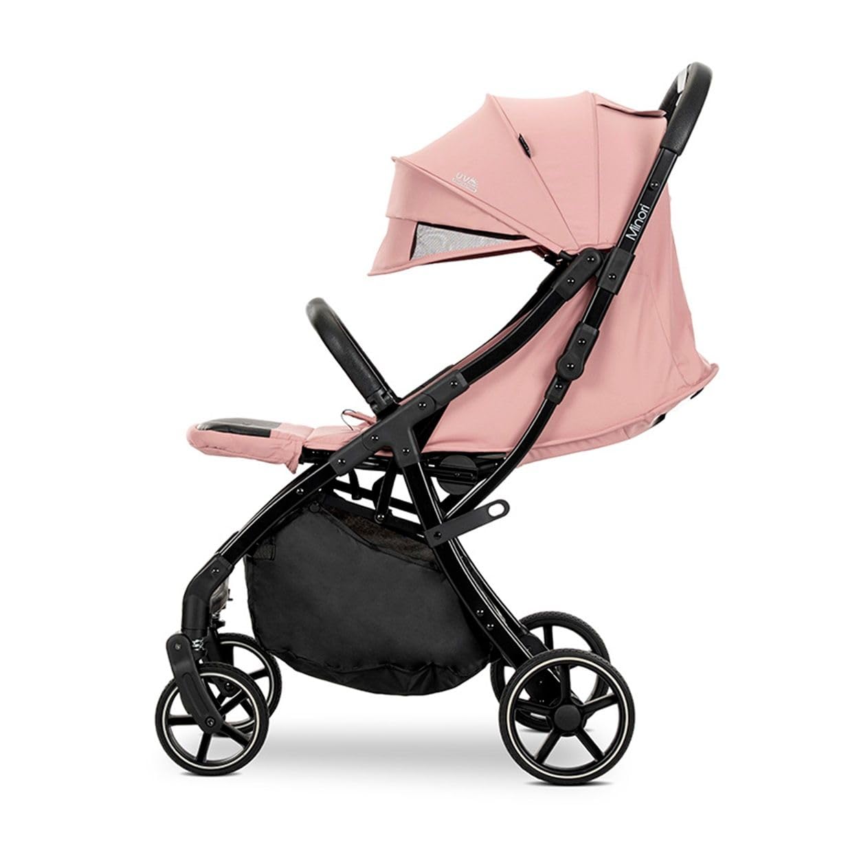 Lorelli Wózek dziecięcy Buggy Minori składany z poliuretanu, uchwyt na napoje, osłona stopy, kolor: różowy