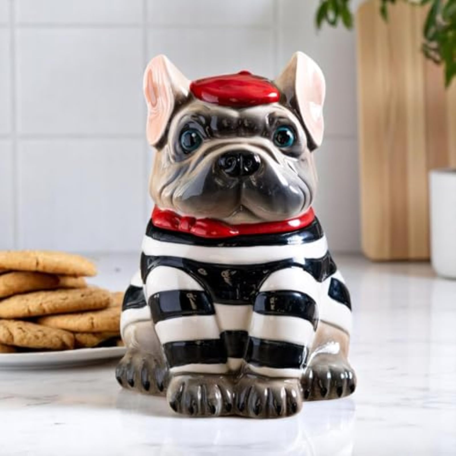 Pacific Giftware Le French Bulldog Cookie Jar, Ceramic, Black and