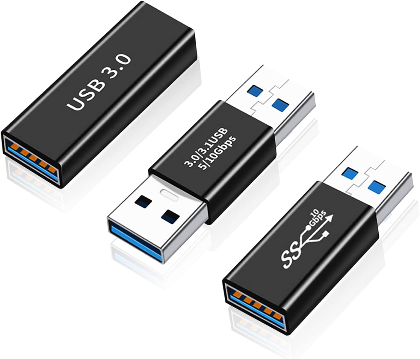 AreMe 3 Pack USB 3.0 Adapter, USB-A Male to Female, Male to Male and Female to Female Extension Coupler Converter Extender Connector