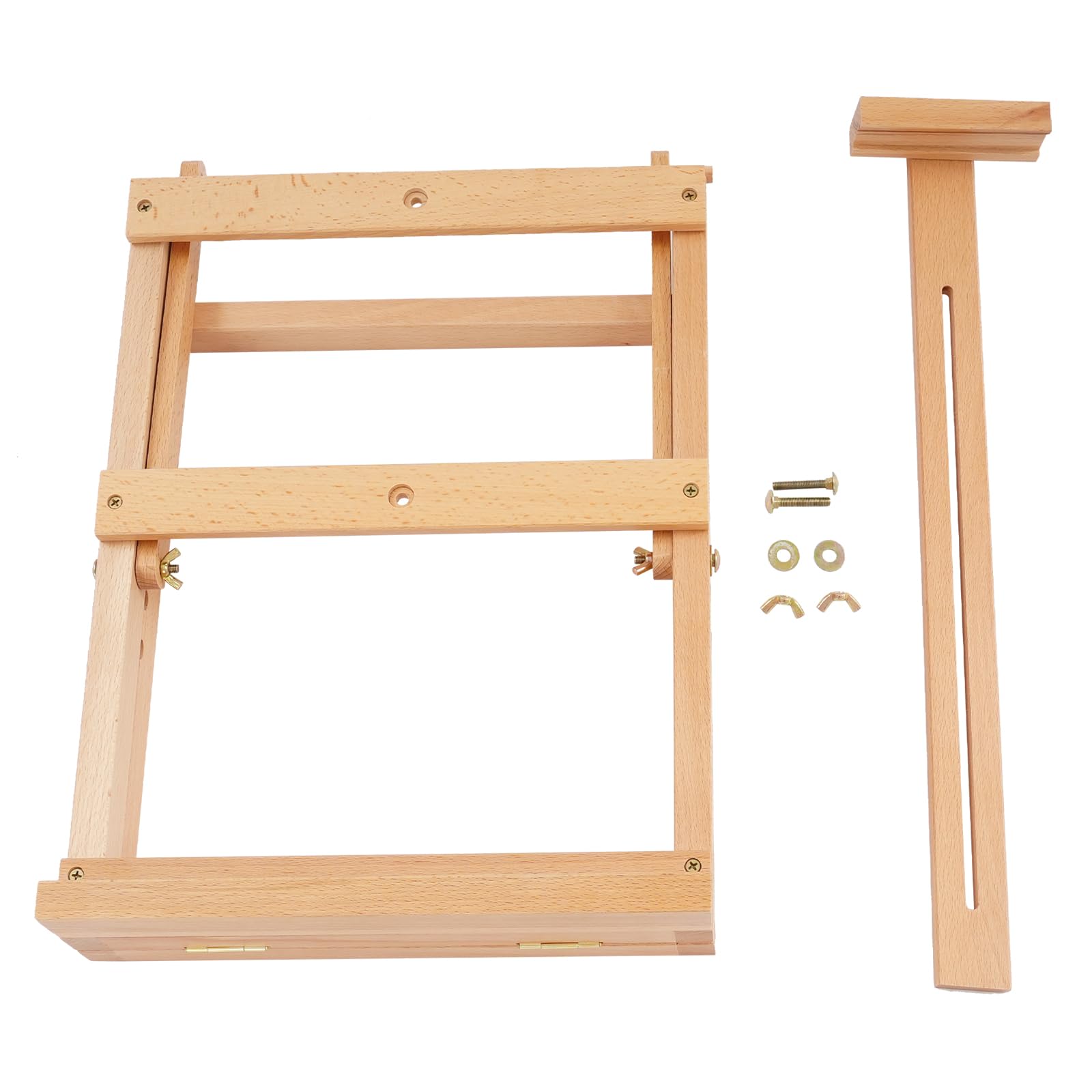 Caballete de mesa en forma de H para lienzos de hasta 4 K, madera de haya, soporte ajustable de 38 a 80 cm, 4 K
