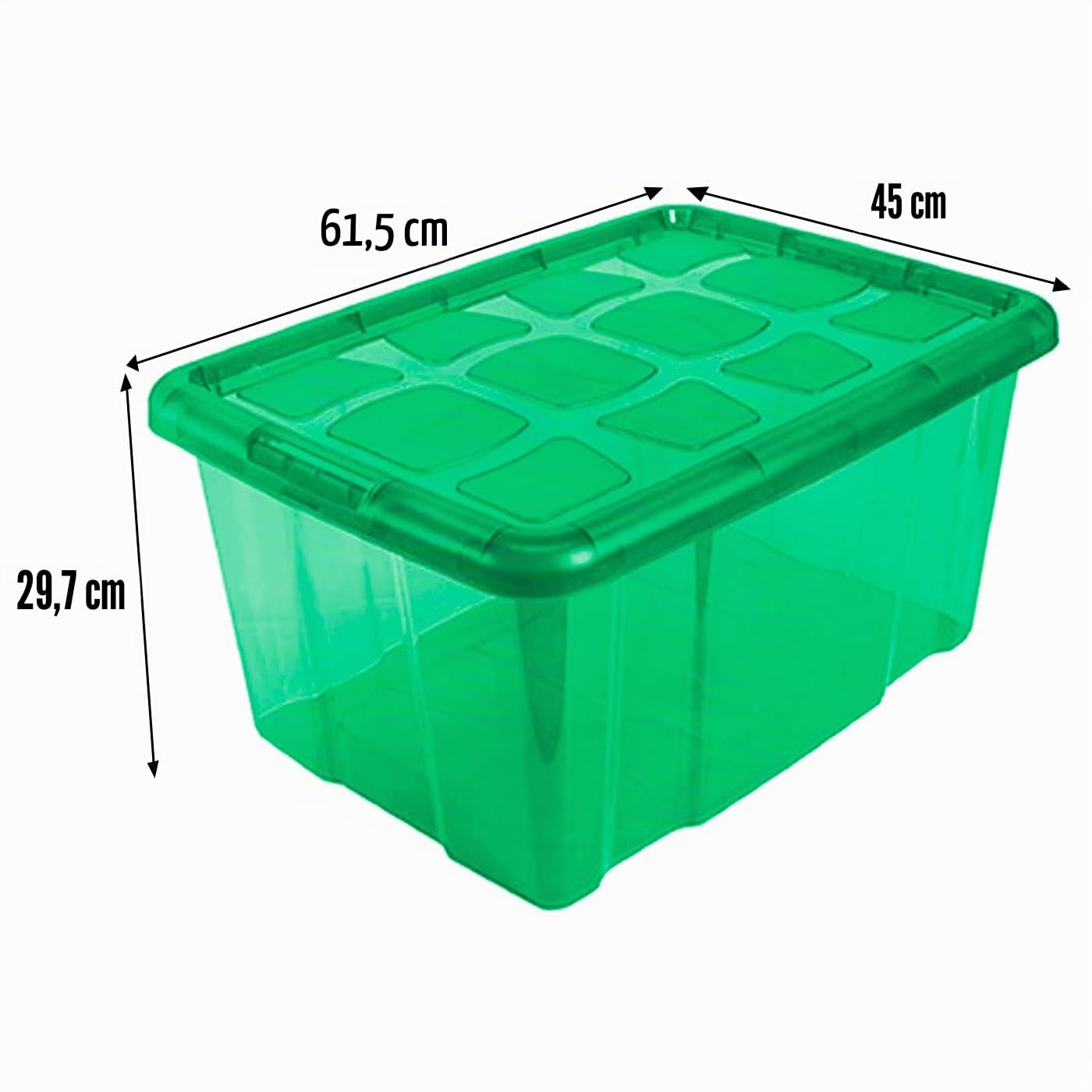 Acan Tradineur - Pack de 4 Cajas de Almacenamiento - Fabricado en plástico - Contenedor para almacenar libros, ropa, mantas - N.º 18 (Verde) - 45 x 61,5 x 29,7 cm - 60 Litros
