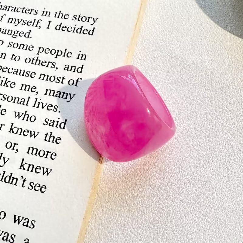 Resin Chunky Ring, Multicolor Acrylic Stackable Rings for Women Vintage Plastic Knuckle Rings Aesthetic Y2k Statement Rings Wide Thick Dome Finger Jewelry - Image 3