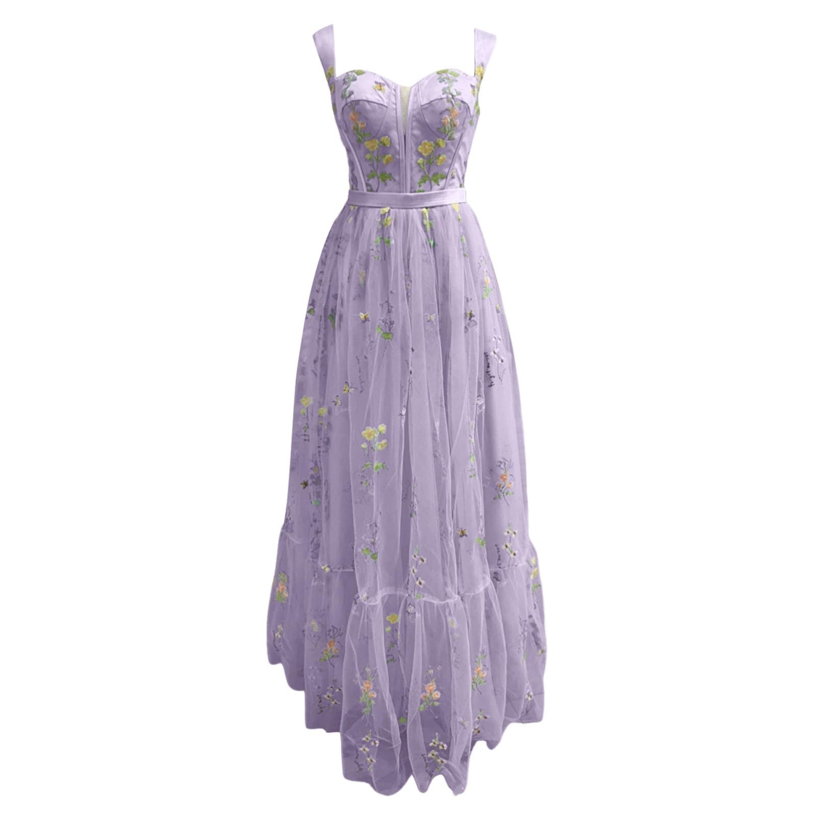 Maxi abito da donna con motivo floreale in rete per feste bohémien, eleganti serate estive