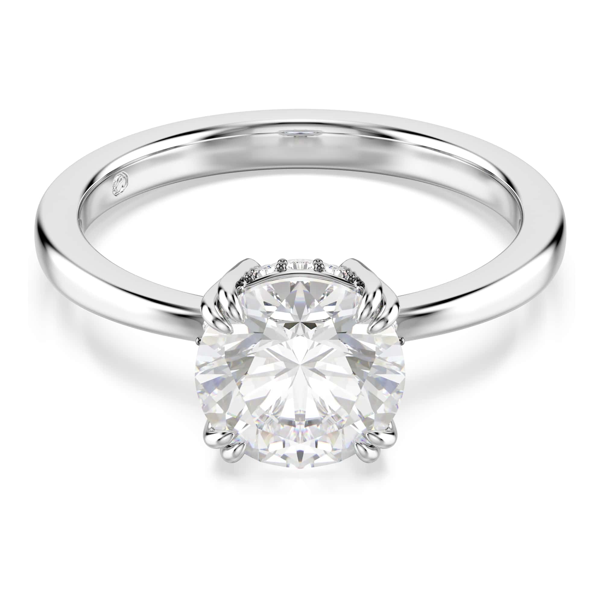 Swarovski Stilla Kollektion Cocktailring, Rundschliff, Weiß, Silberfarbenes Finish