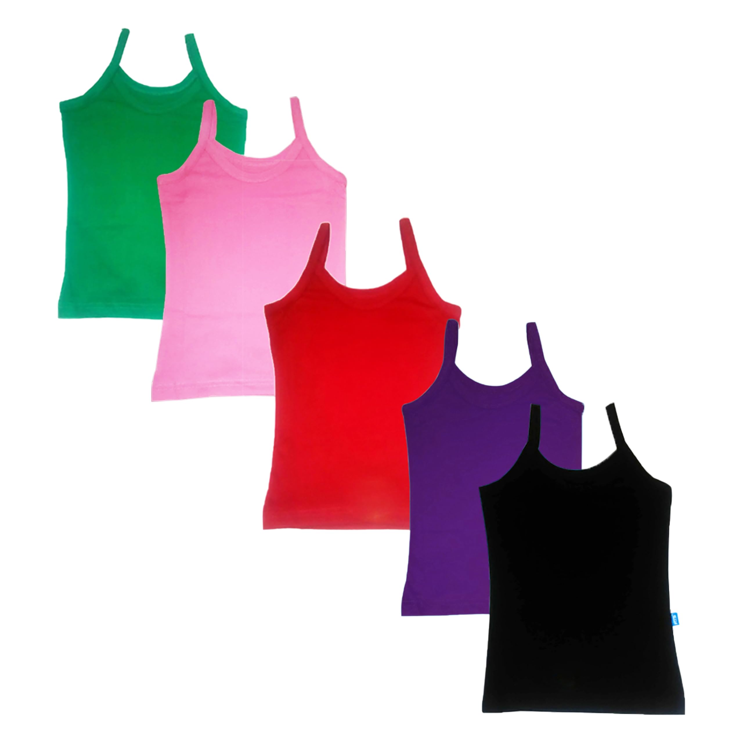 Fox World Girls Cotton Folding Strap Slip Camisole Pack of 5 (Multicolored)-image-32