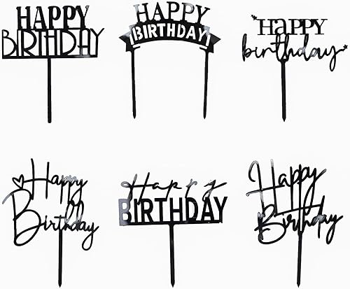 Miniatura 10 de Decoración de pastel de oro rosa, 6 adornos acrílicos para tartas para decoraciones de cumpleaños