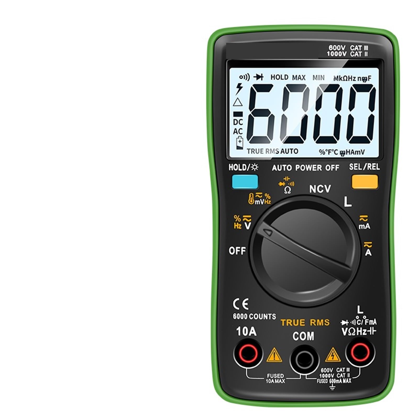 Multimetr cyfrowy ZT102L 6000 punktów, automatyczne podświetlenie, amperomierz AC/DC, tester napięcia i omów, przenośny multimetr (Box i 16 in1)