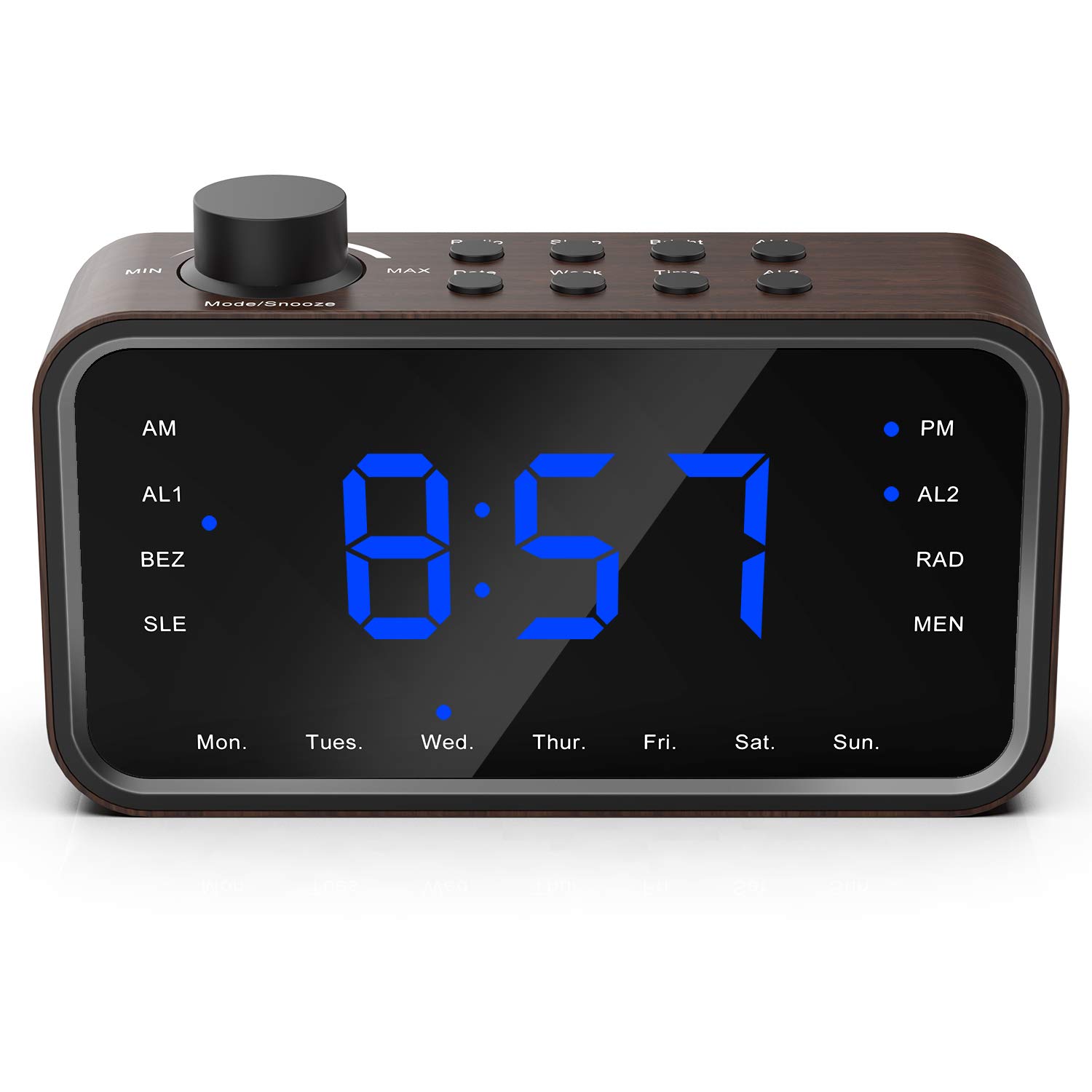 Buy Radio Alarm Clock Retro,RockSeed Classical Wood Grain Clock Radio ...