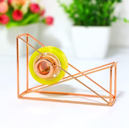 Miniatura 3 de Dispensador de cinta de escritorio, alambre de metal, se adapta a núcleo de 1 pulgada, oro rosa