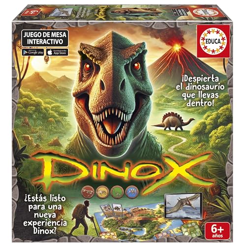 Educa - Dinox Juego de Mesa Interactivo Dinosaurios | Preguntas de Dinosaurios para niños Que despiertan la curiosidad | Juego Educativo de Dinosaurios | A Partir de 6 años (20379)