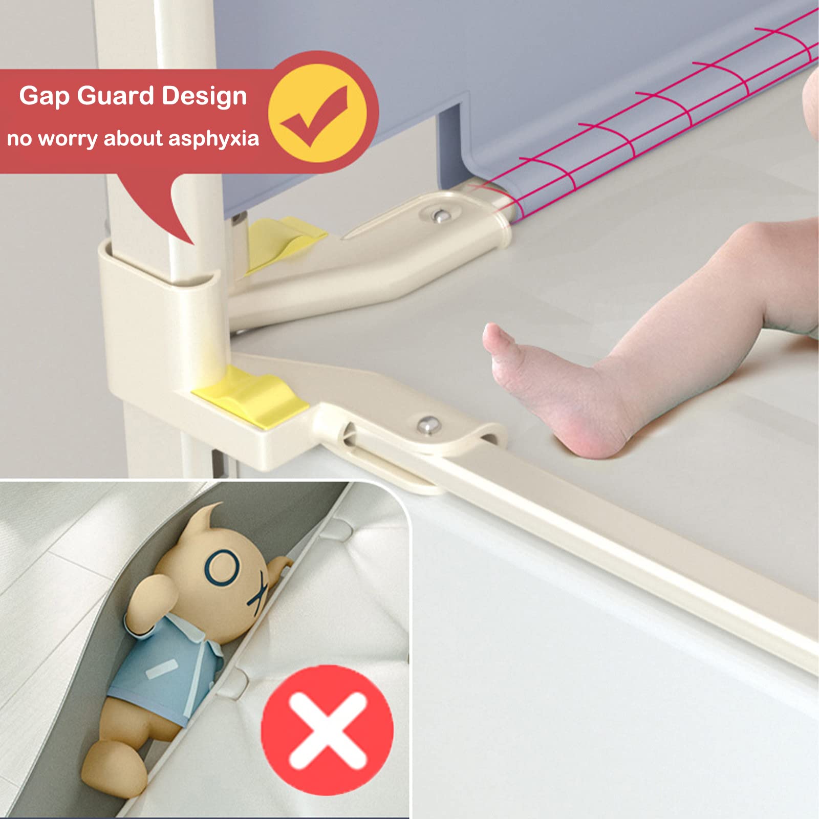 KCRET Bed Rail for Toddlers,Upgraded Infants Safety Bed Guardrail?with Breathable Fabric for Twin, Double, Full-Size Queen & King Mattress (78.7“×30”, Gray)