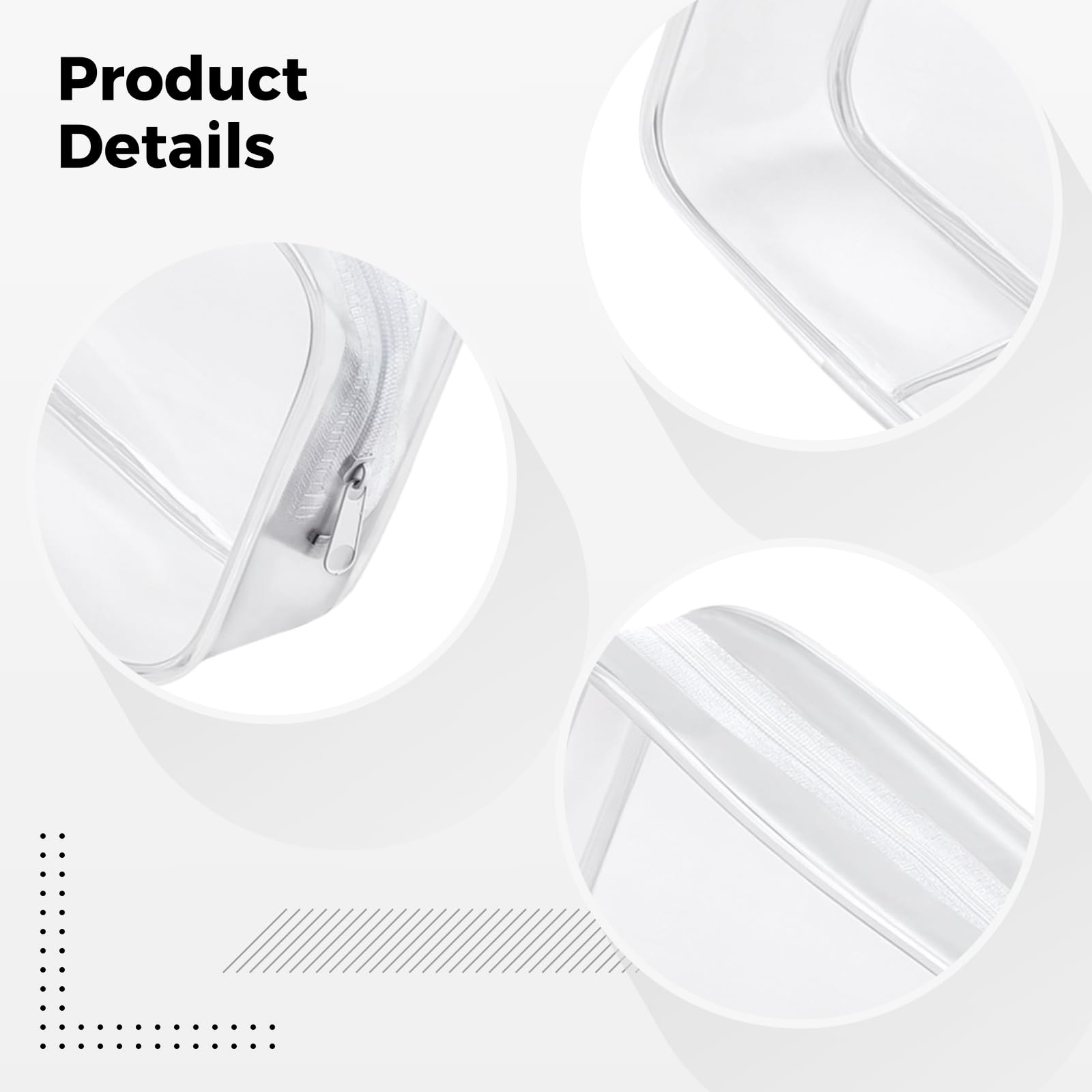 12 bolsas transparentes con cremallera para viajes, bolsas de maquillaje grandes de plástico con cremallera, bolsa de aseo transparente de PVC, espaciosa funda organizadora para artículos esenciales
