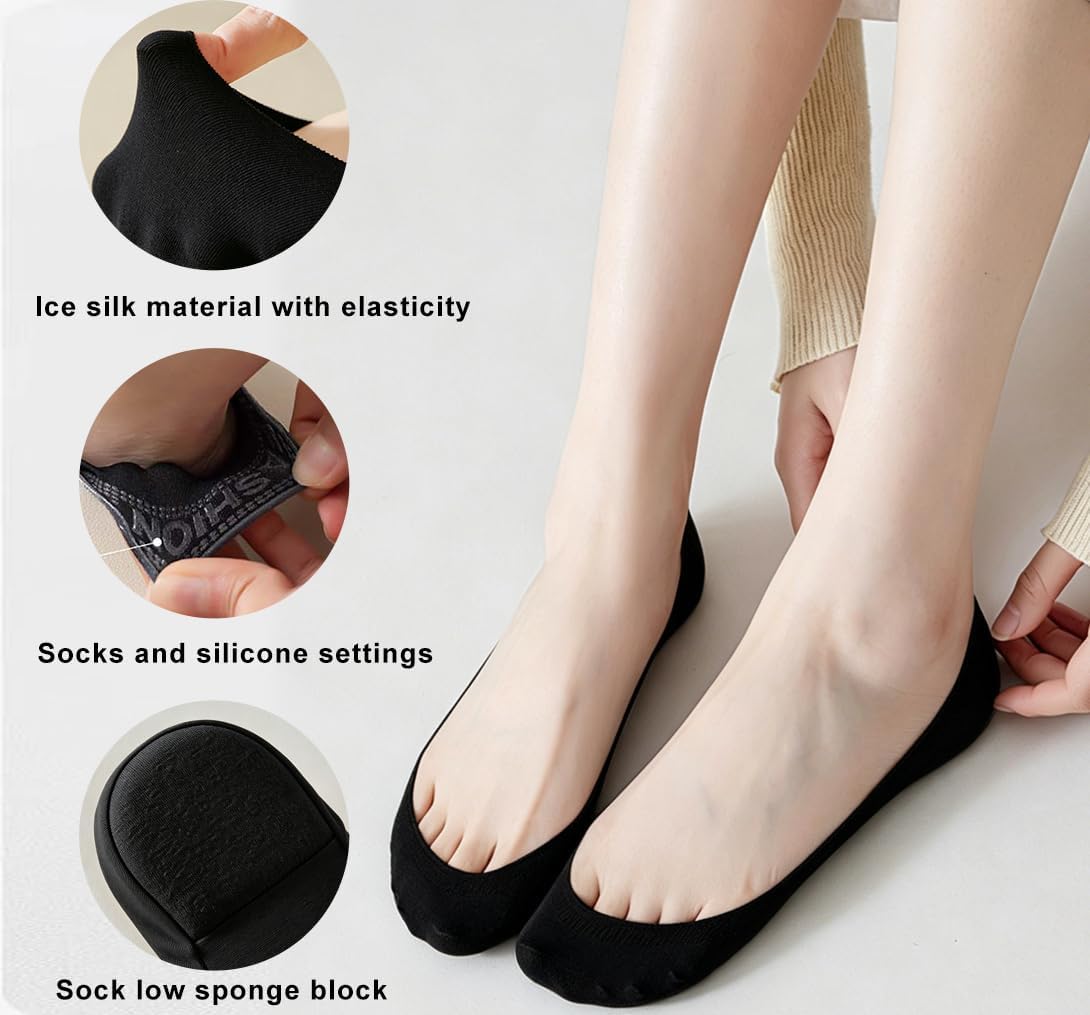 Women's Soft Sponge Low-Cut Boat Socks with Non-Slip Soles
