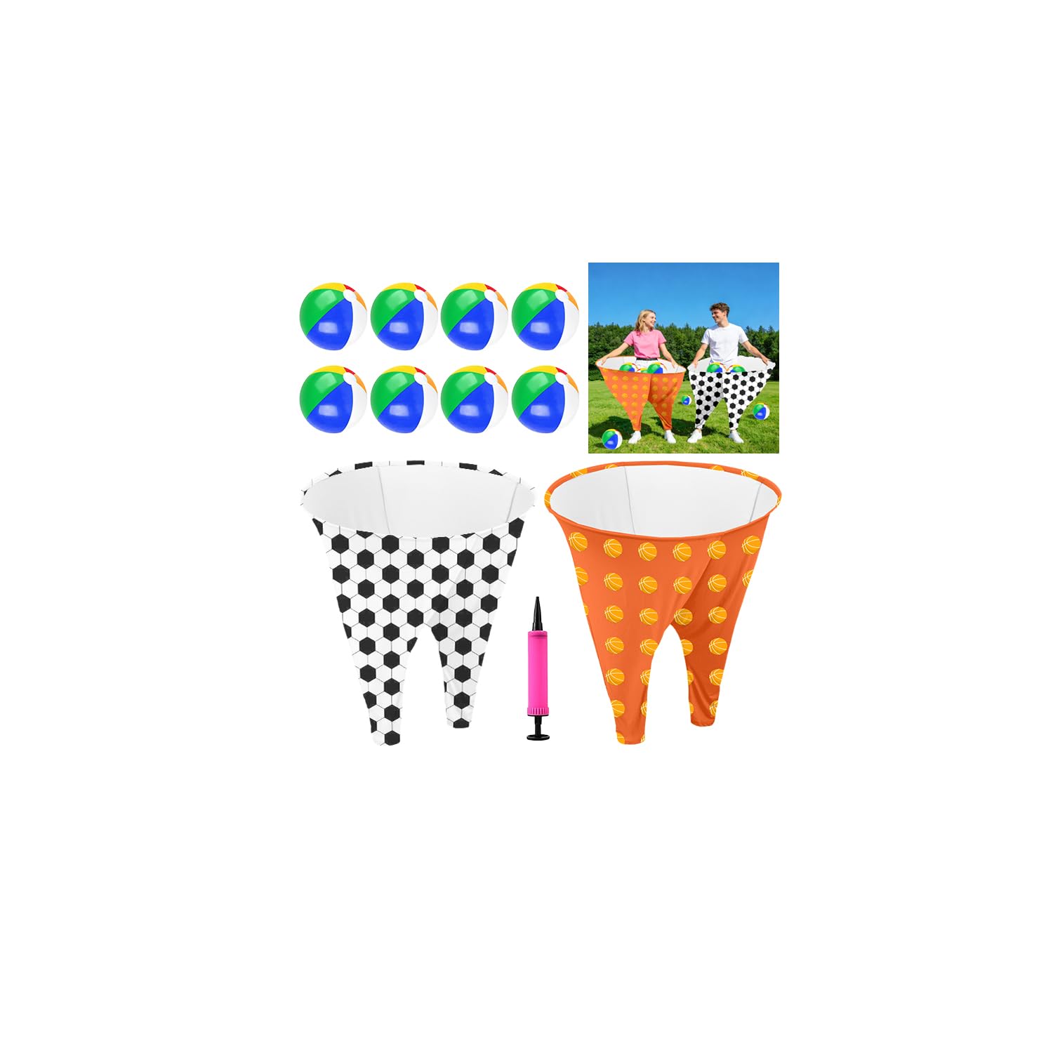 Granny Pants Outdoor Game Set with 2PCS Oversized Granny Pants and 8 Bouncy Balls &amp; 1 Air Pump（Random Color）, Granny Pants Yard Game for Adults and Family Entertainment Group Activities