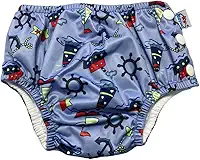 Fralda Sunga para Bebê Piscina Reutilizável Impermeável - Sunga Calcinha Biquini Natação Infantil Ecológica (Marinha, X-Grande)