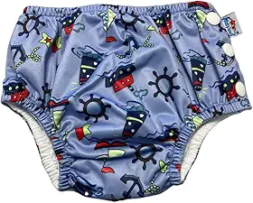 Fralda Sunga para Bebê Piscina Reutilizável Impermeável - Sunga Calcinha Biquini Natação Infantil Ecológica (Marinha, X-Grande)