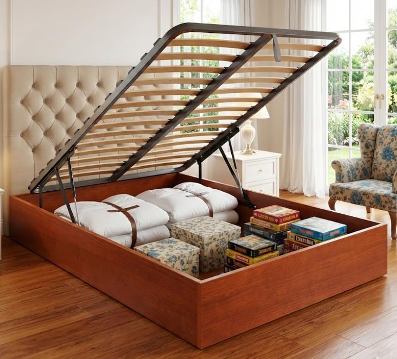 PIKOLIN Royal Sleep Canapé Abatible con Somier de Multiláminas | Montaje y Retirada de Usado Incluido | Gran Capacidad | Altura 31cm | 105x190 | Cerezo | Space Bed