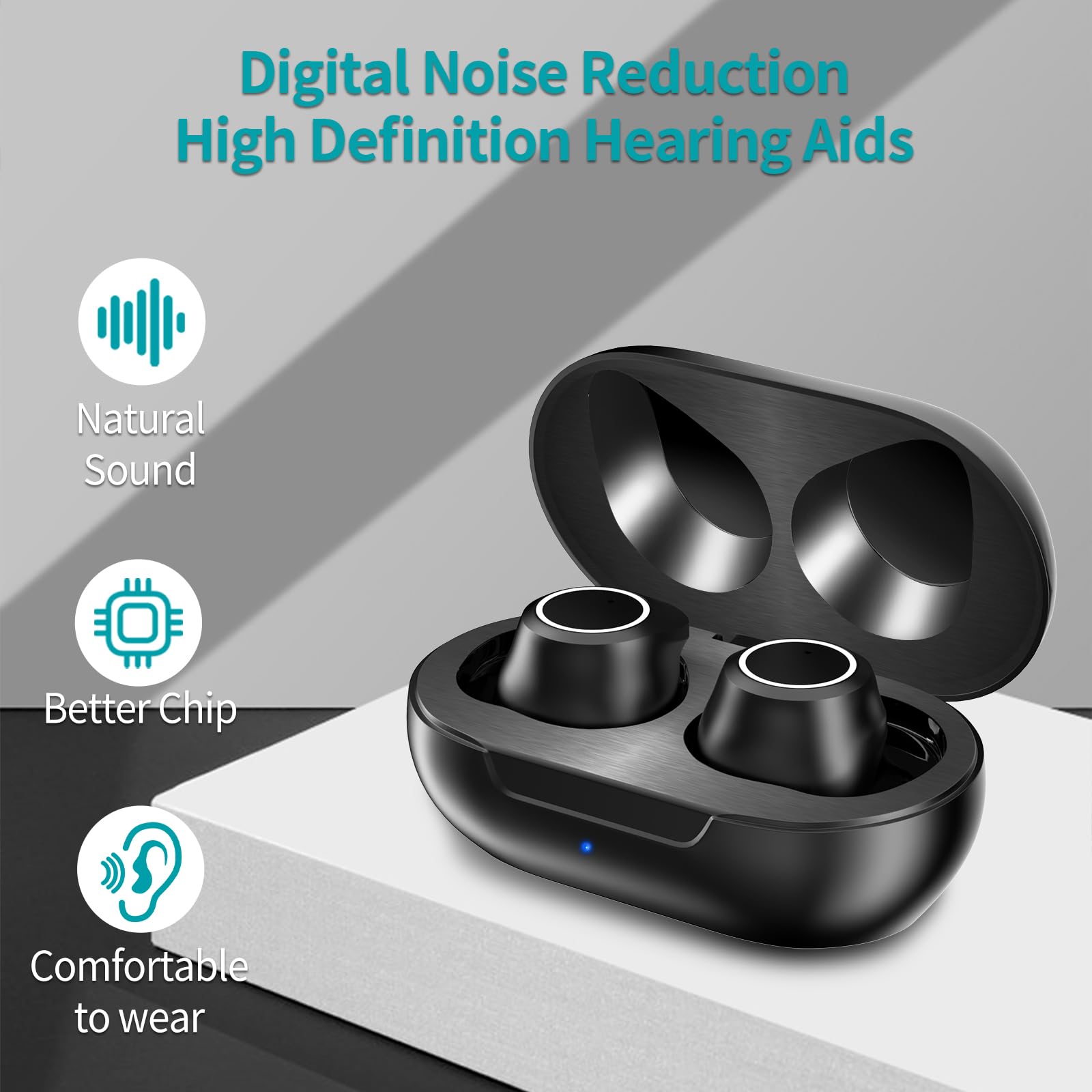Hearing Aids for Seniors, Hearing Aid Rechargeable with Noise Cancellation Adults, senior Invisible Hearing Amplifier With Portable Charging Case Premium Comfort Design and Nearly Invisible(Beige)