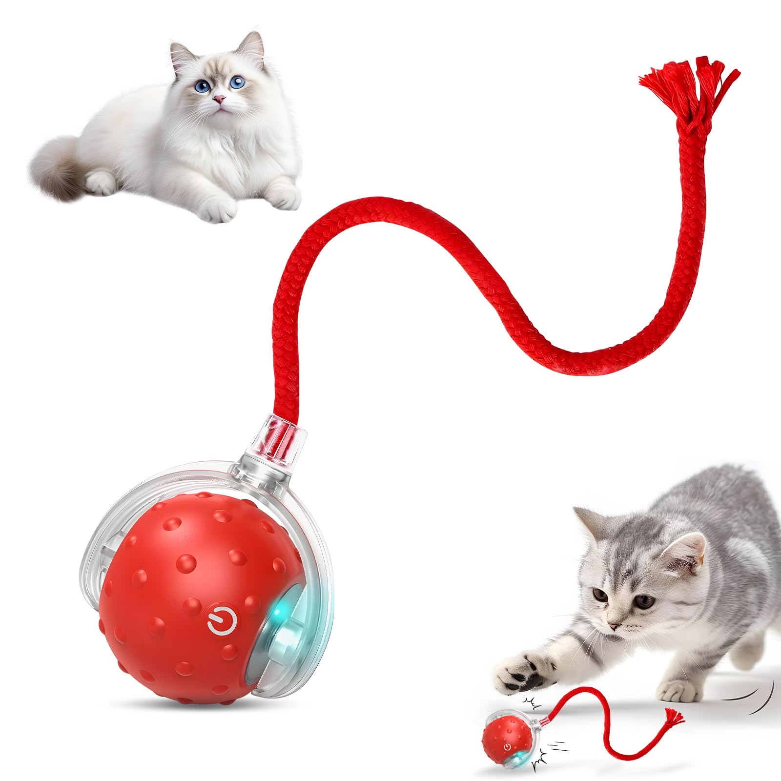 Tiny Fetch Dog Toy Tinyfetch Interactive Dog Cat Toys Balls with Birdsong 360 Smart Automatic Rolling Electric Dog