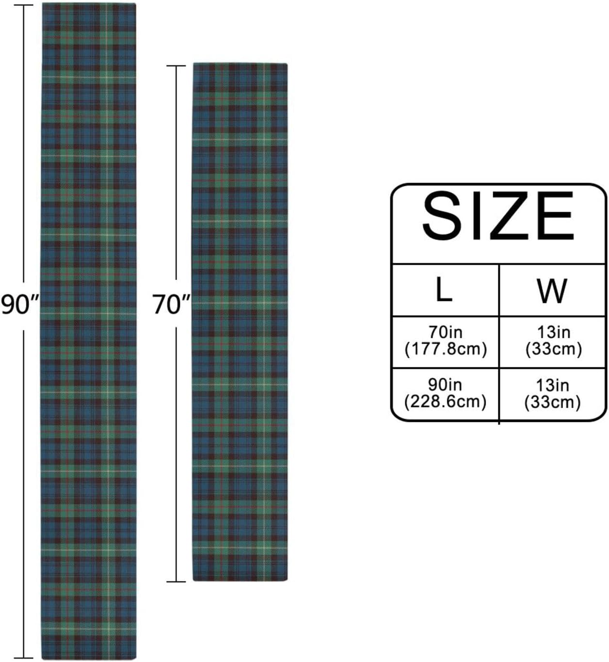 Tartan Pattern Blue Black Outdoor Table Runner Fall Table Runner Bedroom Decor Table Runners Fall Decor 13 x 90 Inches | Fall Decor for Wedding,Babyshower,Theme Party