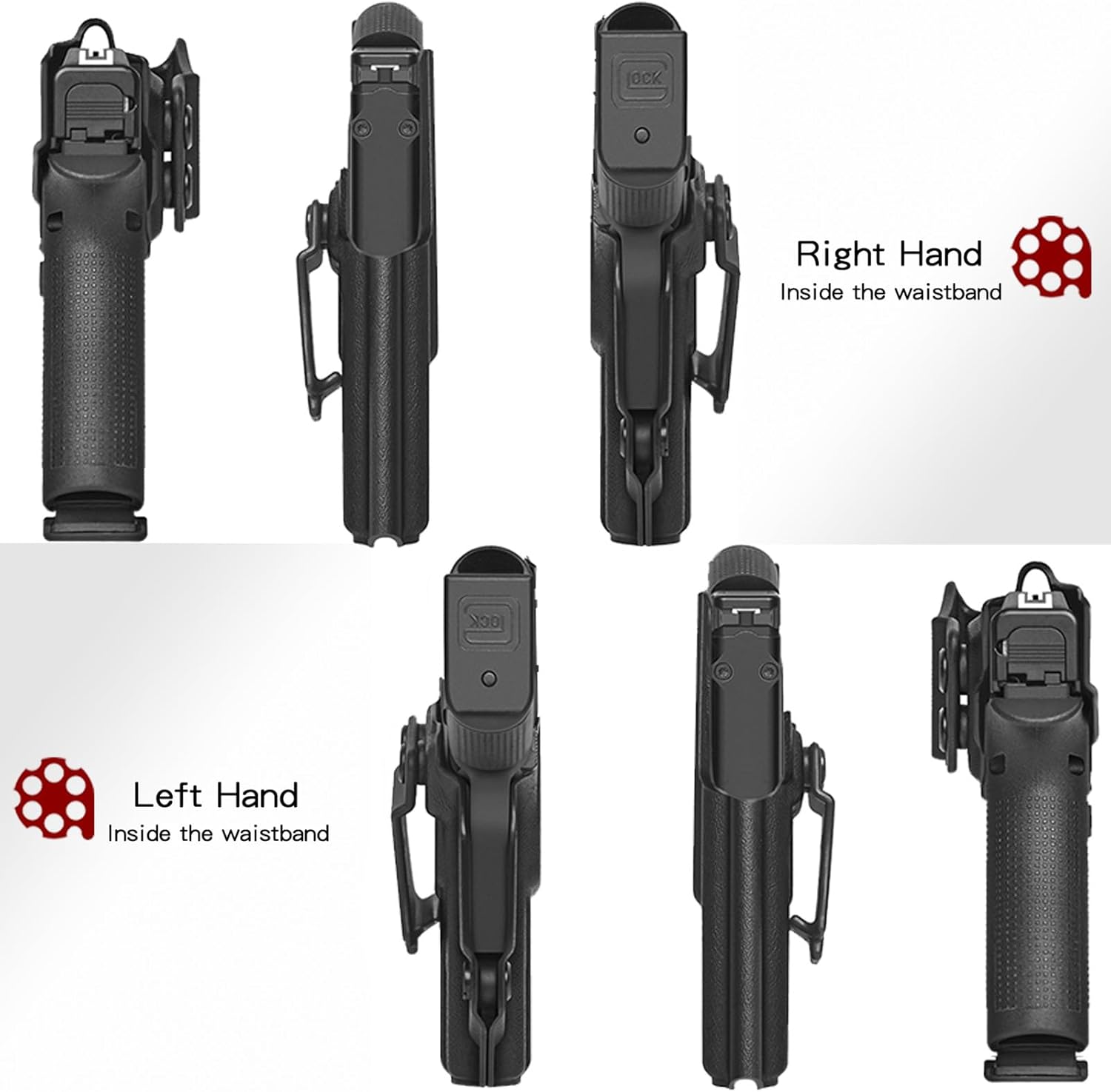 Amberide IWB Kydex Holster for Glock 17 19 19X 20 21 22 23 26 27 31 32 34 42 43 43X 45 48 Gen 1 2 3 4 9 & MOS, Select Your Model- Concealed Carry Quick Draw, Full Trigger Guard Coverage