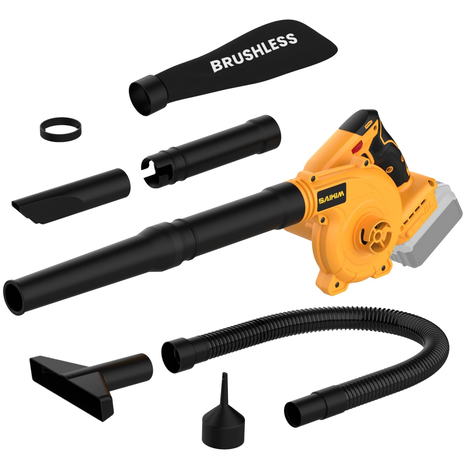 Cordless Leaf Blower for Dewalt 20V Max Battery,Electric Jobsite Air Blower with Brushless Motor,6 Variable Speed Up to 180MPH,2-in-1 Handle Electric Blower and Vacuum Cleaner(Battery Not Included)