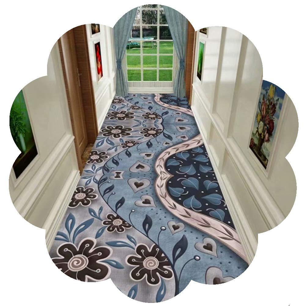 ZHAOHUI Hallway Runner Rug Modern Non-Slip Flowers Heart Area Rugs 6mm Doorway Runner  Rug  Hallway Balcony Indoor Carpet Washable, Customizable (Color : A, Size : 0.9x1.5m)