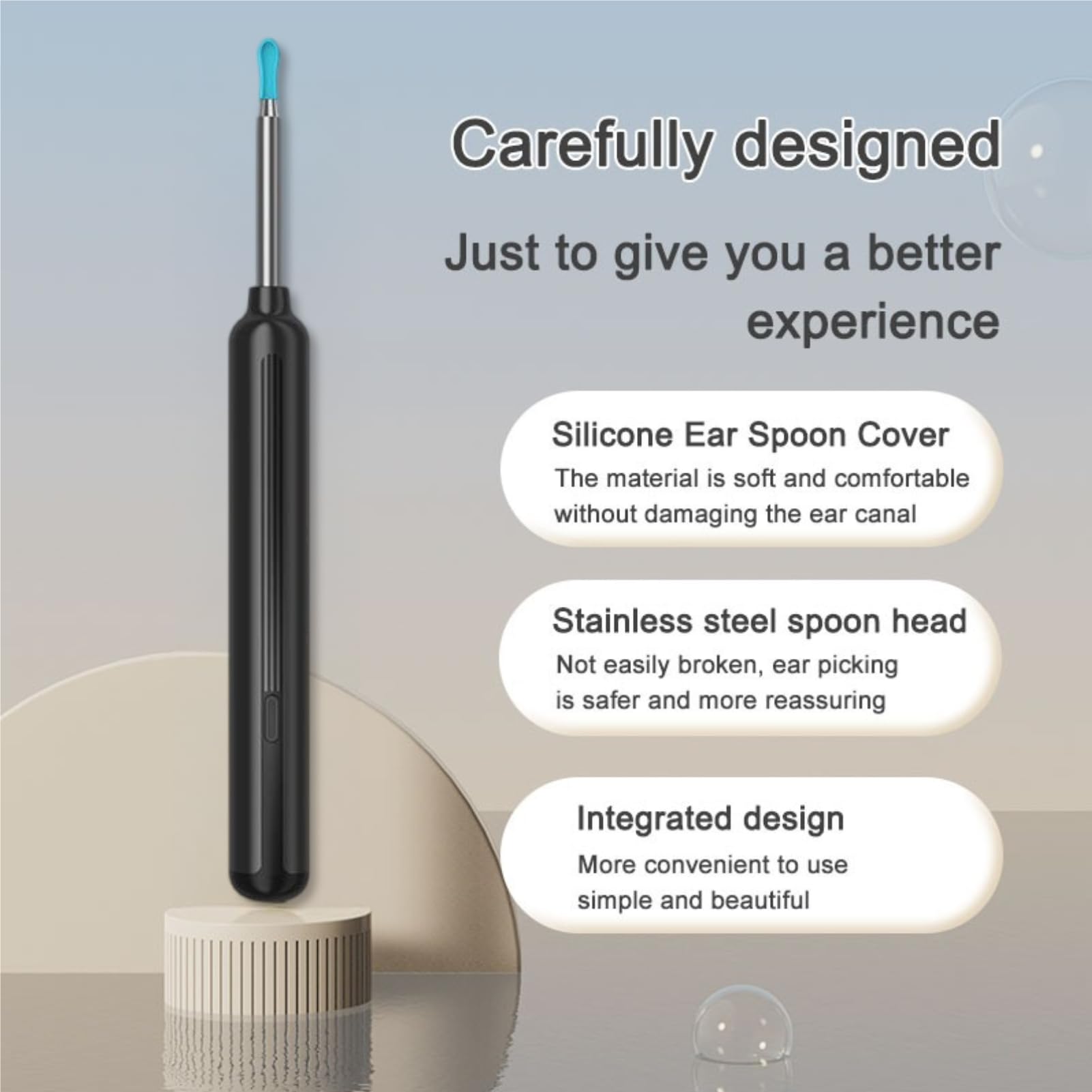 Foihletpafh Ear Cleaner, Earwax Remover Tool with 8 Pcs Ear Set, Wireless WiFi Visual Ear Pick, Ear Cleaning Tools with 6 Ear Spoon, Ear Wax Removal Camera with Removable Tips (Black)