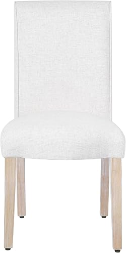 Miniatura 4 de Homepop Silla de comedor con detalle festoneado, sillas de comedor Parsons tapizadas, muebles decorativos para el hogar, tejido texturizado crema