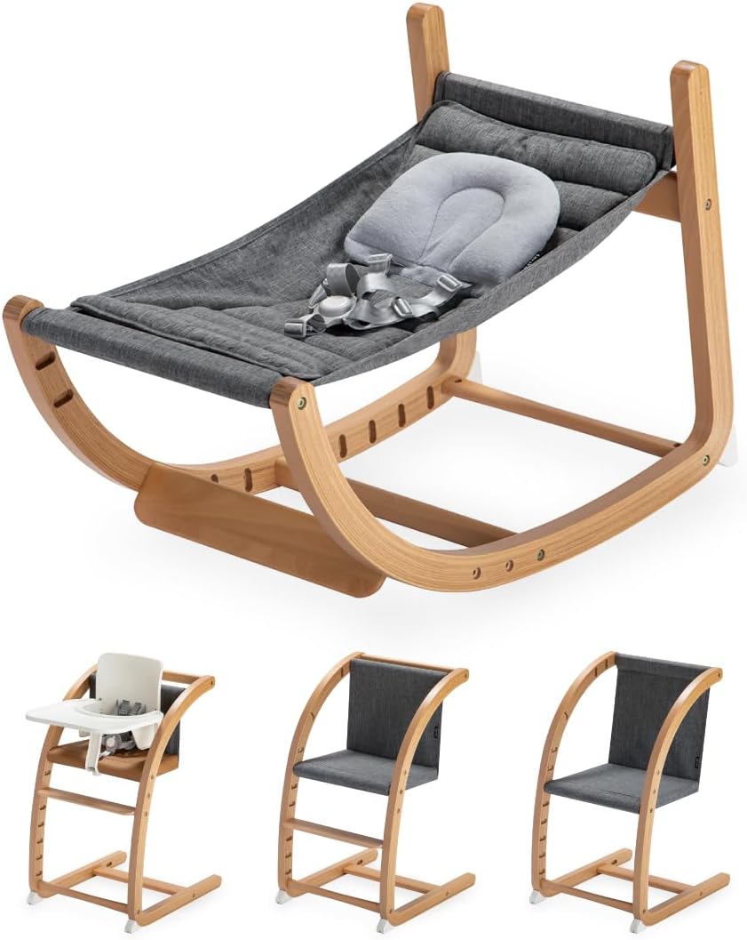 ＼グッドデザイン賞受賞／最上級モデル 生まれた日から大人になるまで使える一生モノのALL-IN-ONEゆりかごチェア【ファルスカ スクロールチェアOne ストーングレー】 出産準備/出産祝い/ゆりかご/バウンサー