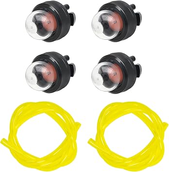 NIMTEK 4 Pack 503936601 Primer Bulb with Fuel Lines for Husqvarna Chainsaw 235 236 240 340 345 350 353 440 445 450 Rancher 460 Blower 125B 125BX 125BVX 225BX
